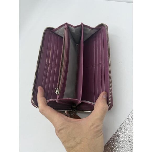 Coach Signature Brown Embossed Patent Wallet - Picture 7 of 7